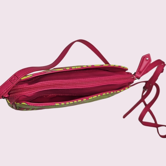 Vera Bradley Pink Green Summer Palm Crossbody Purse - Picture 5 of 5